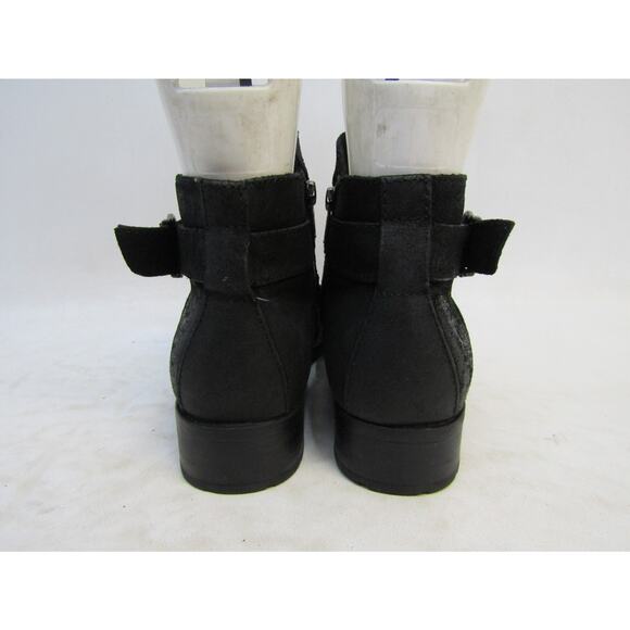 Born Size 8 M Black Leather Zip Buckle Ankle Fashion Boots Bootie - Picture 7 of 11